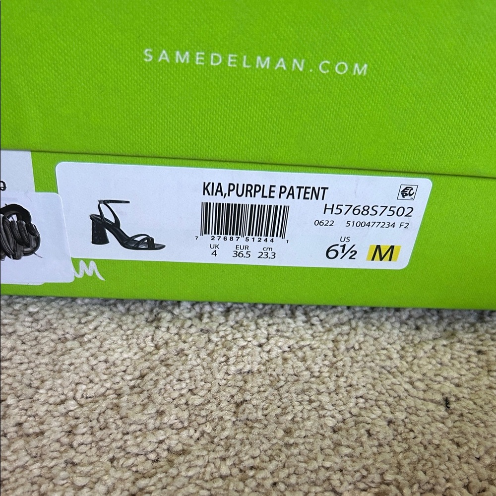 NWT-Sam Edelman Sandals Black Heels Chunky Block Patent Kia Women 6.5 Square Toe - Picture 2 of 7